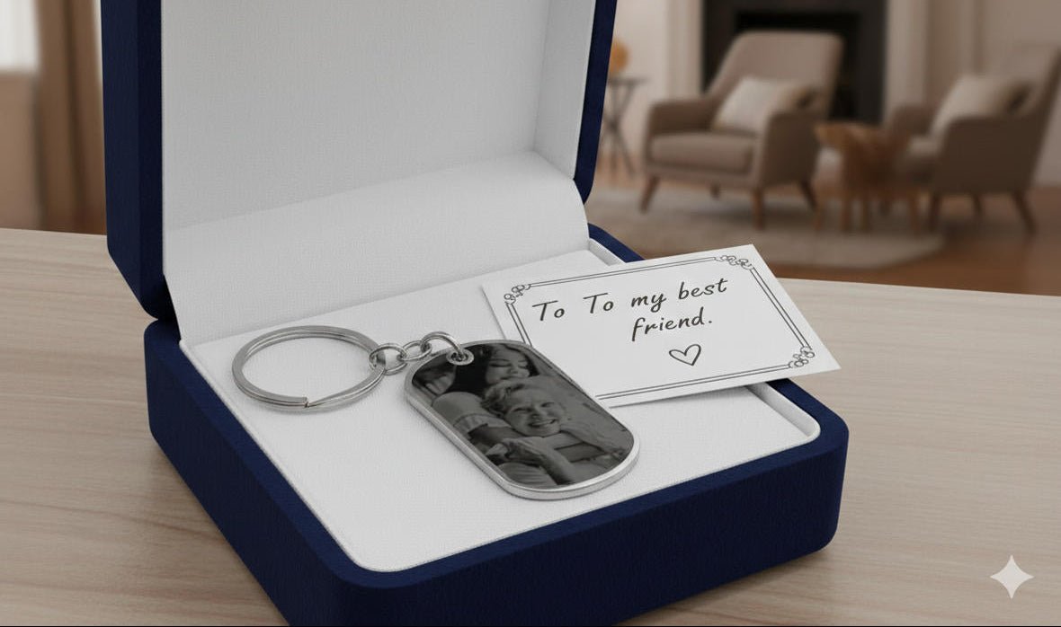 Custom Photo Dog Tag Necklace or Key Chain Makes Great Gifts