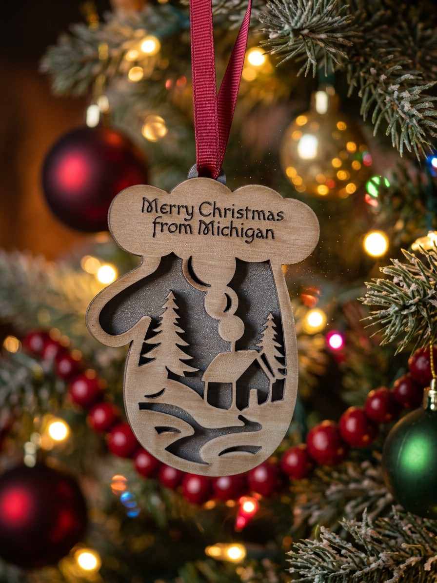 Engraved Mitten Ornament - PPC HANDMADE