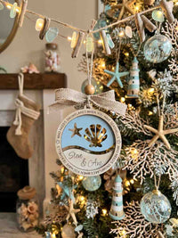 Engraved Ocean Life Ornament - Seashells Over Snowflakes