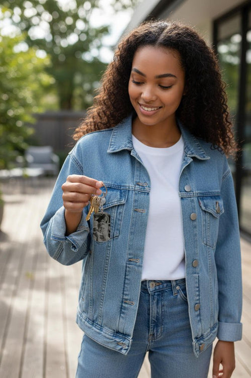 Engraved Photo Dog Tag - PPC HANDMADE - Custom engraved key chain with your photos