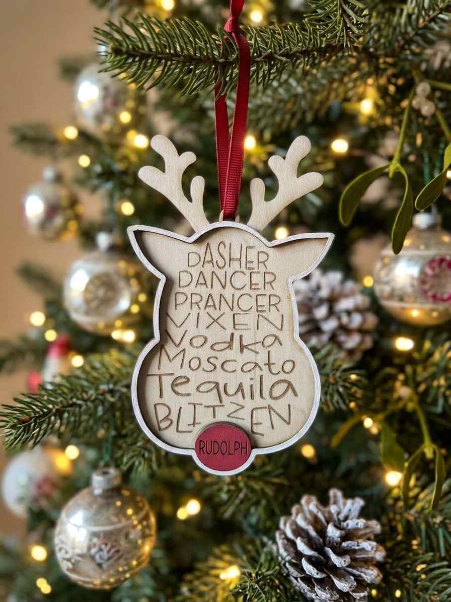 Fun Reindeer Tequila Ornament - PPC HANDMADE