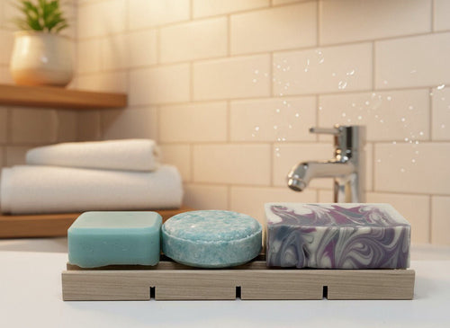 Long draining Wood Soap Dish with multiple drains that holds more soaps - PPC Handmade draining soap dish made in USA