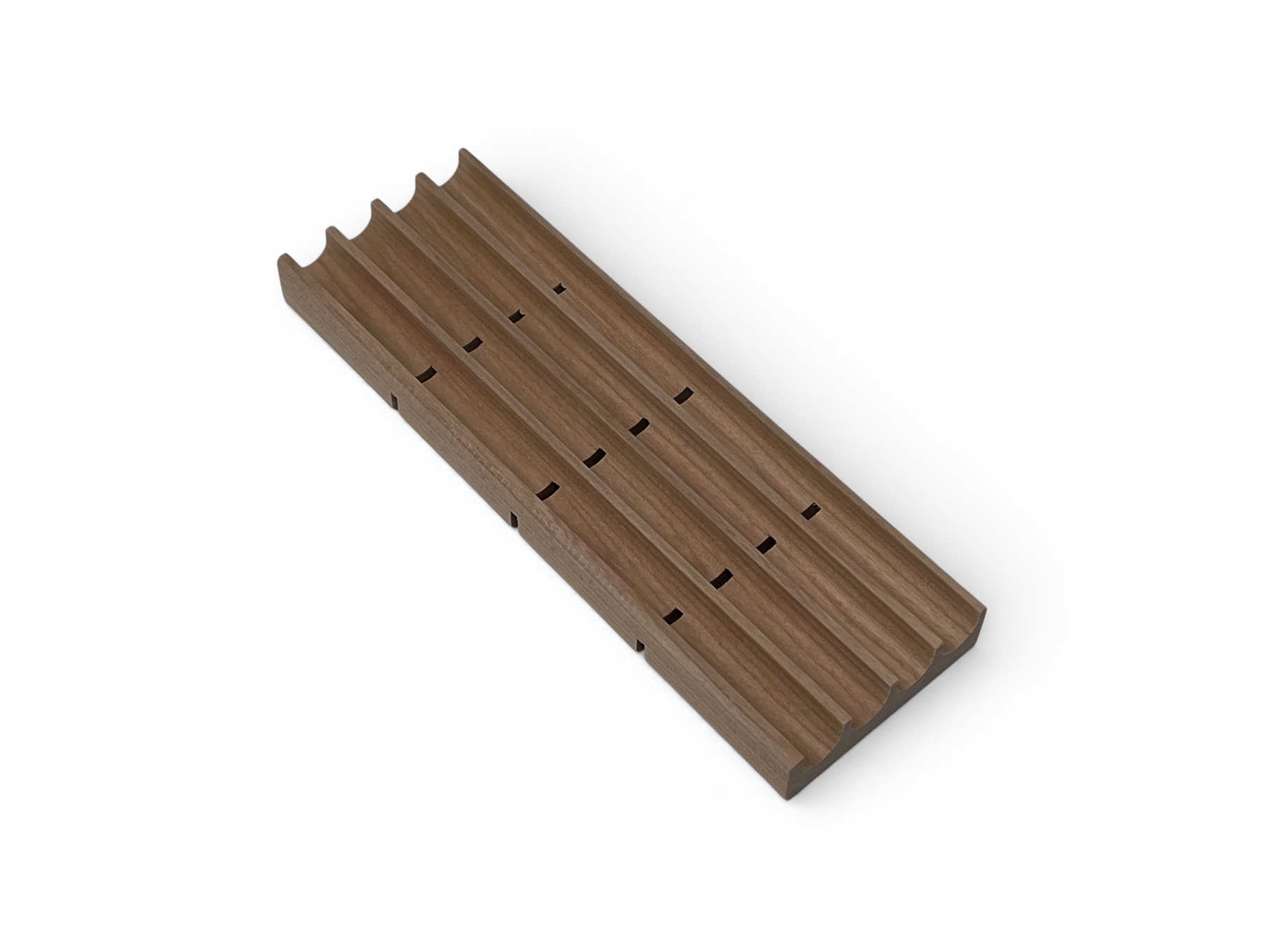 Long Cherry Wood Soap Dish with multiple drains that holds more soaps than a standard soap dish - Made in USA by PPC Handmade