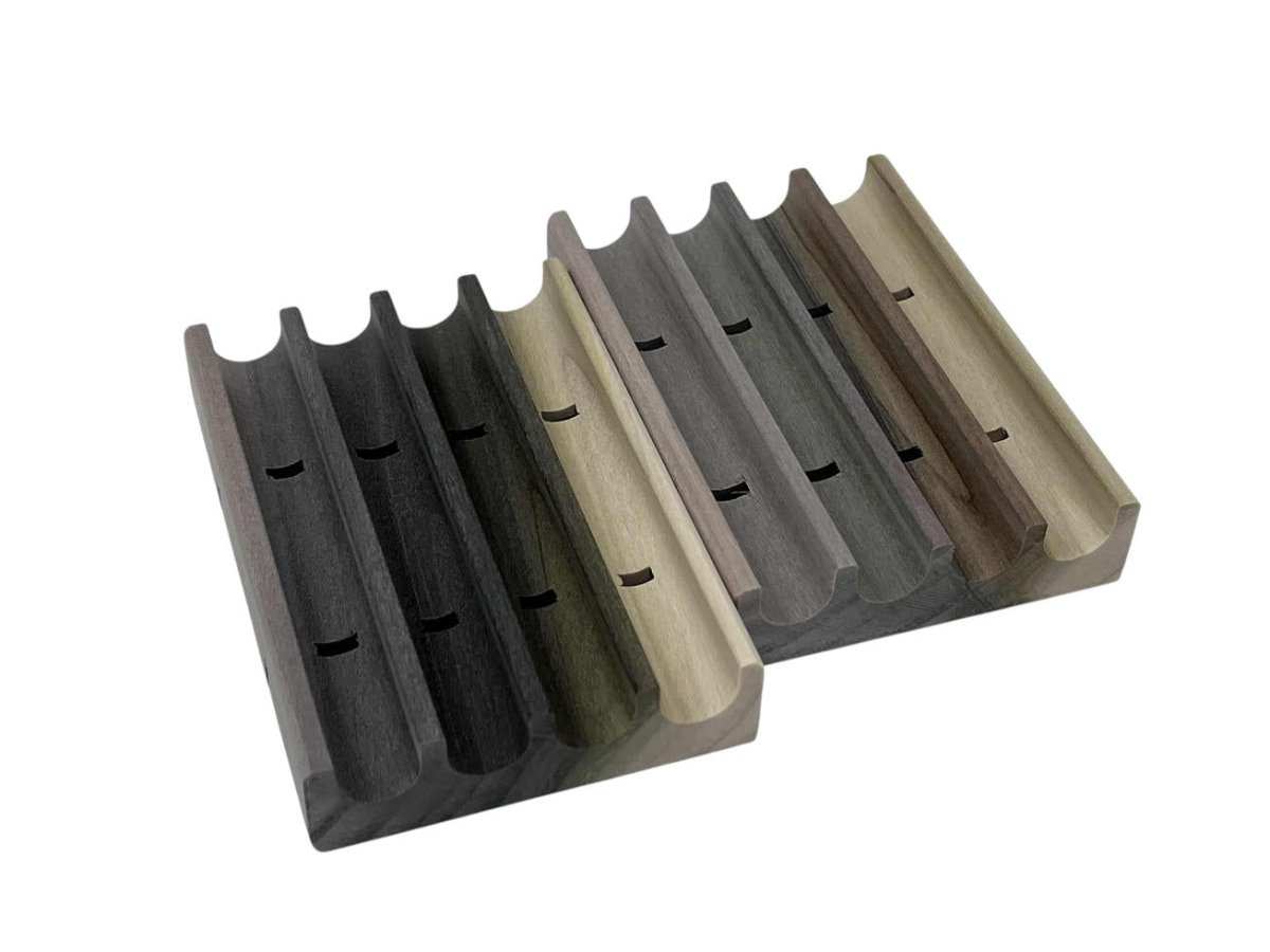 Wholesale Rainbow Poplar wood Soap Dishes with drains and beautiful rainbow colors made in USA by PPC Handmade