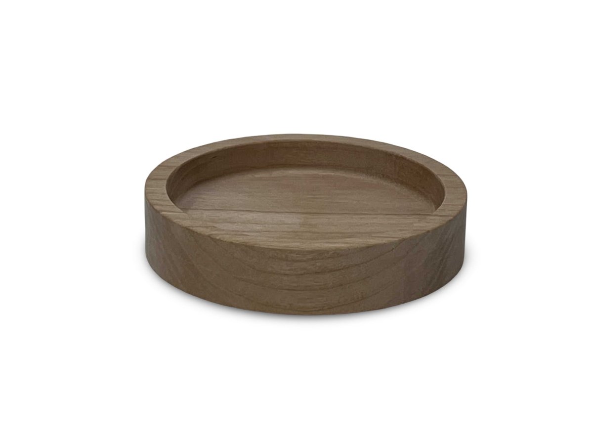 Handcrafted wooden round soap dish made in Michigan